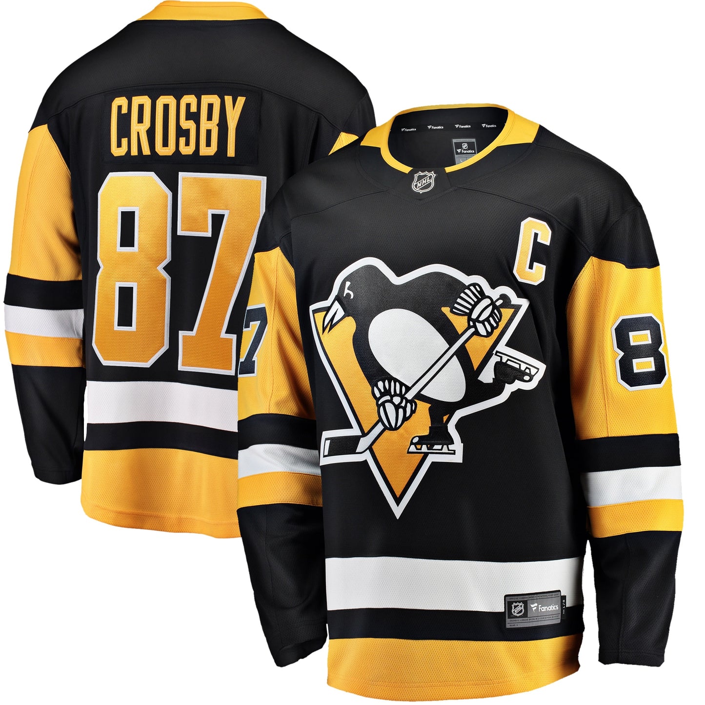 Sidney Crosby Pittsburgh Penguins Fanatics Branded Captain Patch Home Breakaway Jersey - Black